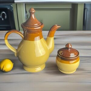 Sunny Yellow and Brown Coffee & Tea Set